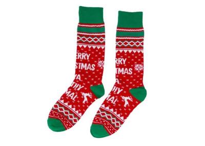 China Red Marry Knitted Absorb Sweat Winter Socks , Cozy Christmas Socks For Adults for sale