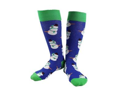 China Blue And Green Lovely Warm Winter Accessories Soft Xmas Socks For Snowmen Pattern for sale