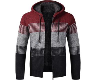 China M L Youth Plush Loose Hooded Cardigan Knitted Sweater for sale