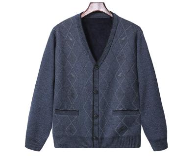 China Einfache V-Ausschnitts-Wolljacke Argyle Pattern Embroidery Sweater zu verkaufen