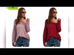 Autumn V Neck Soft Recycled Fabric Loose Pullover Sweater Clothing For Women