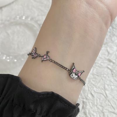 China CLASSIC S925 Sterling Silver Fashion Classic Zircon Cartoon Cute Kuromi Bracelet Factory Jewelry Wholesale for sale