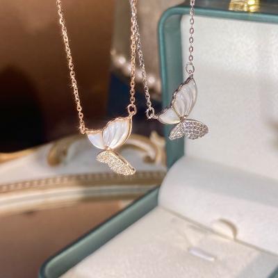 China CLASSIC 925 Sterling Silver Fashion Classic Zircon Elegant Butterfly Necklace Factory Jewelry Wholesale for sale