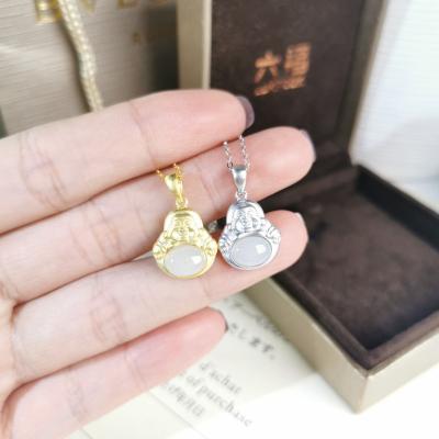 China CLASSIC 925 sterling silver fashion classic zircon frosted Maitreya Buddha Cui necklace factory jewelry wholesale for sale