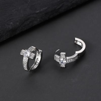 China CLASSIC Charming Fashion Manufacturer S925 Pure Silver Material Full Diamond Cross Earrings Jewelry Wholesale for sale