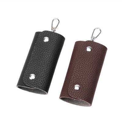 China Customized Normcore PU Waist Key Holder Opp Bag Leather Customized Black Brown/Minimalist Key Case Wholesale for sale