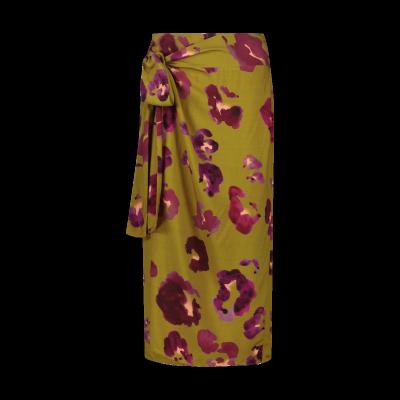 China New Spring And Summer Design Breathable One-piece Binding Custom Printed Irregular Pleated Skirt Waist Slit Skirt for sale