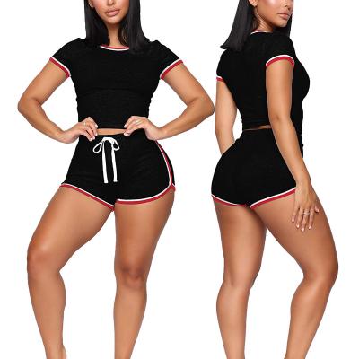 China Wholesale custom European and American sexy hot tight short sportswear fashion two-piece set QUICK DRY for sale