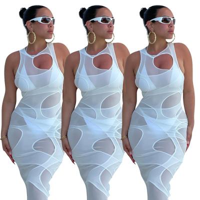 China Wholesale Customized Transparent Tight Dress Breathable Pure Color Sexy Tight Dress Long Casual Dress for sale