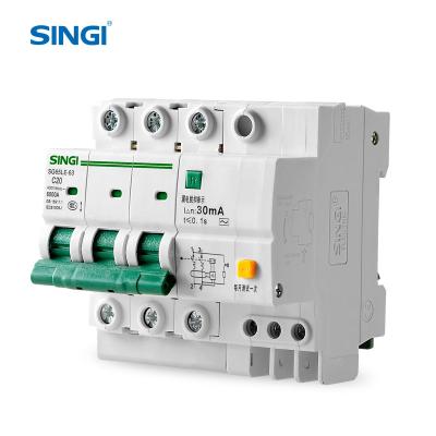 China Singi SG65LE-63 3P+N 63A mini circuit breaker standards home use rcbo 30ma SG65LE-63 for sale