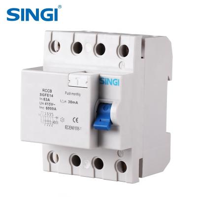 China PA66 Singi F362 Residual Current Rccb 10ma 30ma 100ma 40A 4P for sale