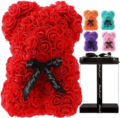 China Romantics 25cm Best Gift Luxury Rose Bear Artificial Teddy Bear Flower Rose With Heart For Valentine's Day for sale