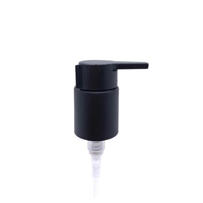 China Newest design 24mm non refillable matte black high quality lotion pump treatment plastic cream pump long nozzle for skin care for sale