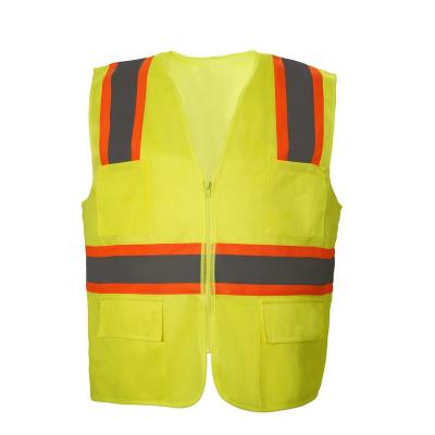 China CE EN20471 ANSI/ISEA 107 High Visibility 3M 2927 Tape Reflective Pockets Hi-force Construction Pavement Safety Vest for sale