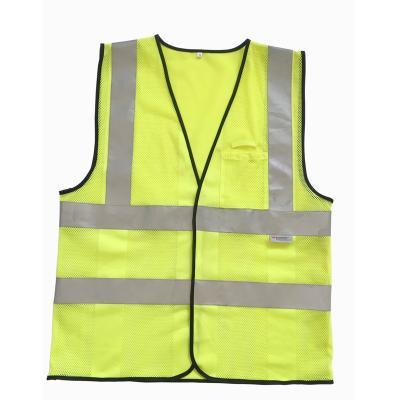 China 100% Polyester High Visibility Tape 100% Polyester Fabric 100% Road Running Airport Security Vest With Pocket for sale