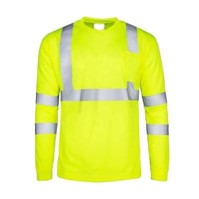 China High Visibility Tape Security Workwear Hi Vis Reflective T-Shirts Sheaths Long High Visibility Safety T-shirts for sale