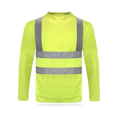 China Work Safety High Visibility Polyester 100% Reflective Long Sleeve T Shirts For Men Customized Support OEM ODM for sale