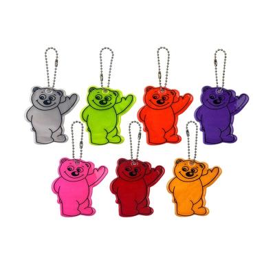 China Outdoor Cute Small Bear Key Chain Charm Bag Accessories Hanger Reflective Pendant Key Rings For Road Safety for sale