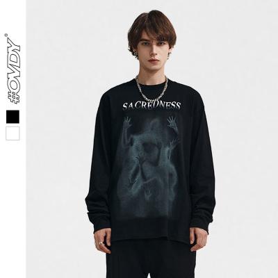 China Custom Crewneck Sweater Autumn New Cotton 100% Screen Printed Sweatshirt 200G Black White Both Colors For Men And Women Unisex for sale