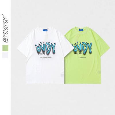 China Spring Breathable Letter Printing White And Green Men's Running T-shirt 200G Oversized With Black And Gray Two Colors Man Apparel Clothes for sale