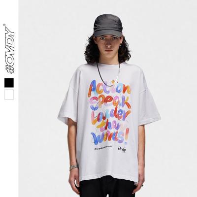 China Factory Wholesale Breathable 200G Summer Custom Printed Oversized Drop Shoulders Men's Half Sleeve T-Shirt With Black And White Colors for sale