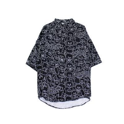 China Anti-wrinkle high quality superior design ins unique bear pattern new long sleeve casual blouses and shirts for sale