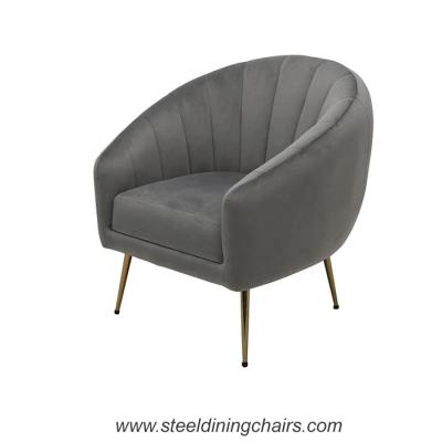 China Velvet Fabric Upholstered Tufted Metal Frame Armchair for sale