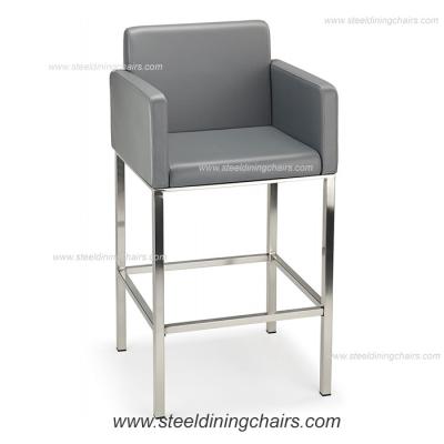 China Vast in tegenovergestelde richting 98CM 52CM metaal Grey Faux Leather Bar Stools Te koop