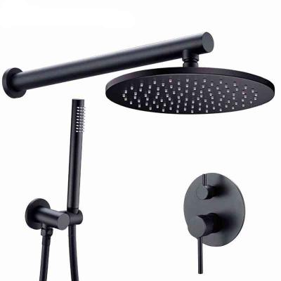 China Modern Concealed Thermostatic Black Thermostatic Hand Control Shower Rain Faucet Set for sale