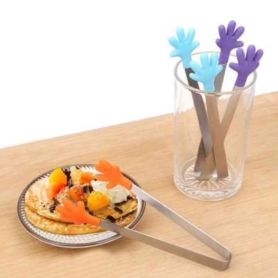 China Stocked Salad Serving BBQ Tongs, Stainless Steel Handle Utensil - Creative Hand Shape, Kitchen Cooking Tool for sale