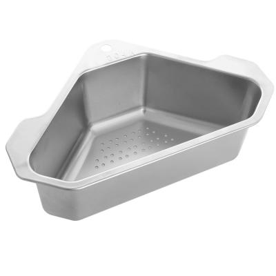 China Triangle Rack Cup Suction Basket Filter 304 Stainless Steel Vegetable Drain 2022 Popular Storage Basket Rag Kitchen Supplies for sale