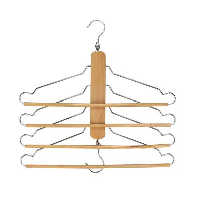 China Amazon Hot Sales Multifunctional Luxury 5 Layers Wooden Coat Hangers For Cloths Clothes for sale