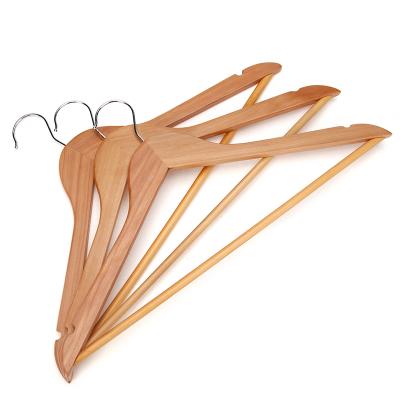 China Traditional Luxury Production Wooden Dry Cloth Hanger Dress 15 Inch Hangers for sale