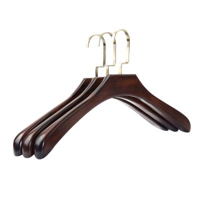 China SHOW Luxury Solid Wood Wide Shoulder Coat Suit Garment Hanger For Hotel Store Wardrobe for sale