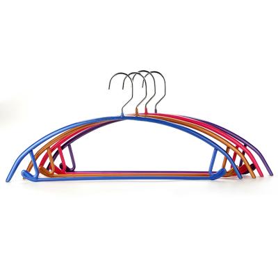 China PVC Coated OEM Logo Plastic Coated Wire Single Rod No Wrinkle Clothes Shirt Hanger for sale