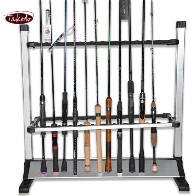 China High Quality Hot Selling Aluminum Alloy TAKEDO 24pcs Fish Style Fishing Display Rod Rack Stand for sale