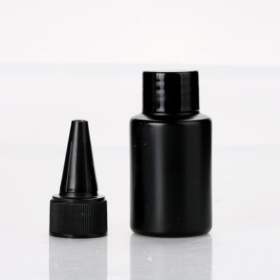 China Wholesale Cheap BEAUTY PACKAGING 30ml Custom Black UV Gel Nail Polish HDPE Plastic Empty Glue Bottle With Different Cap for sale