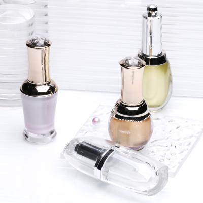 China Wholesale Custom Acrylic Nail Polish Bottle Luxury Cosmetic 10ml Lotion Container Lid With Brush for sale