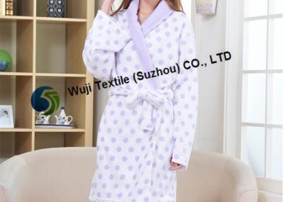 China Super Soft White & Purple Bath Robe , Chenille Wrap Robe for sale