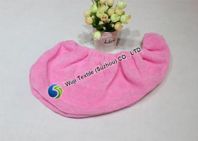 China Pink 100% Polyester Towel Hair Turban Solid Color with Elastic for sale