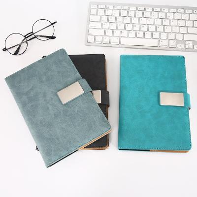 China High Quality Easy Writing PU A5 Business Office Notebook Leather Diary with Snap Holder Magnetic Hard Cover Office Meeting Notebook and Pen for sale