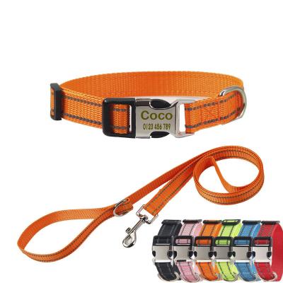 China Customized Premium Nylon Dog Collar Quick Release Adjustable Reflective Buckle Plain Dog Collar for sale