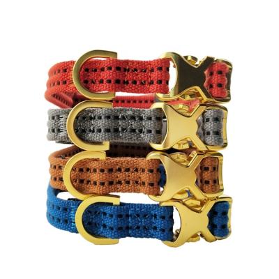 China Personalized Cotton Dog Collar With Metal Buckle Accept Pet Color Custom Durable And Washable Collar for sale