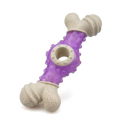 China 2021 Dog Bone Toys Straw Viable Material Color Fiber Pet Chew Toys Semi-transparent Dog Bone Toy for sale