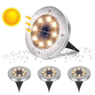 China Garden Waterproof Ip44 8LED RGB Track Deck Disc Lights Outdoor Solar Powered Garden Light Led Underground Lamp for sale