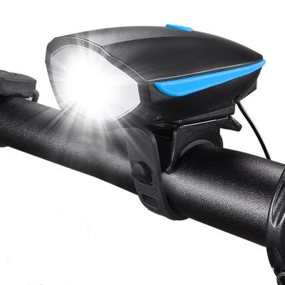 China High Brightness 300lm Rechargeable Bicycle Fashionable Decoration Horn Bike Light, USB Charging Waterproof MTB Front Light Mountain Bike Led Bicycle Headlights for sale