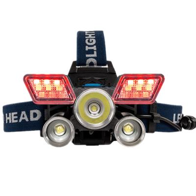 China High Bright 21led Head Moving Light 9 Modes Red Blue Light Led Headlight Most Powerful Outdoor USB Charging Waterproof Led Rechargeable Head Lamp for sale