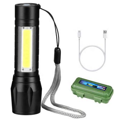 China Zoomable Led COB LED XPE Light Waterproof Pocket Tiny 3W Rechargeable Torch Light, Mini Flashlights With Multifunctional Rechargeable COB Side Light for sale