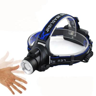 China High Brightness Super Bright Zoomable USB LED T6 Rechargeable Headlamp Moving Light Waterproof Head Lamp Flashlight Sensor Head With Motion Sensor for sale