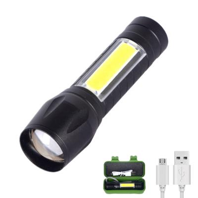 China Zoomable Led Mini Torch Waterproof COB Q5 Pocket Aluminum Alloy USB Rechargeable Led Flashlight High Quality Led Mini Linterna Zoomable Led Flashlight for sale